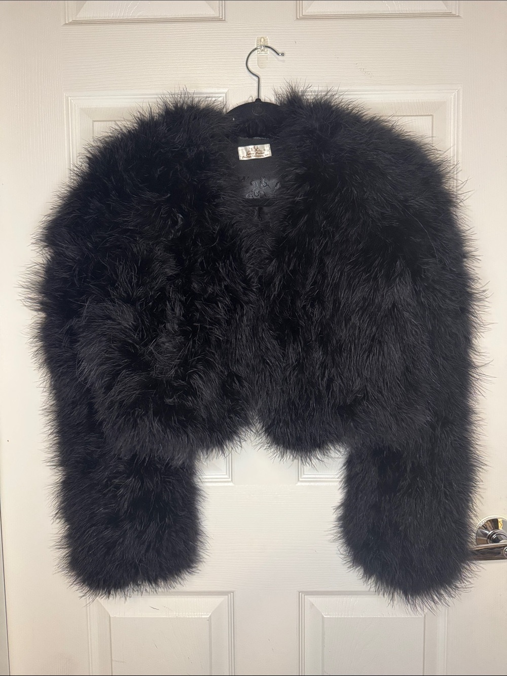 Black Faux Fur Cropped Jacket - Women